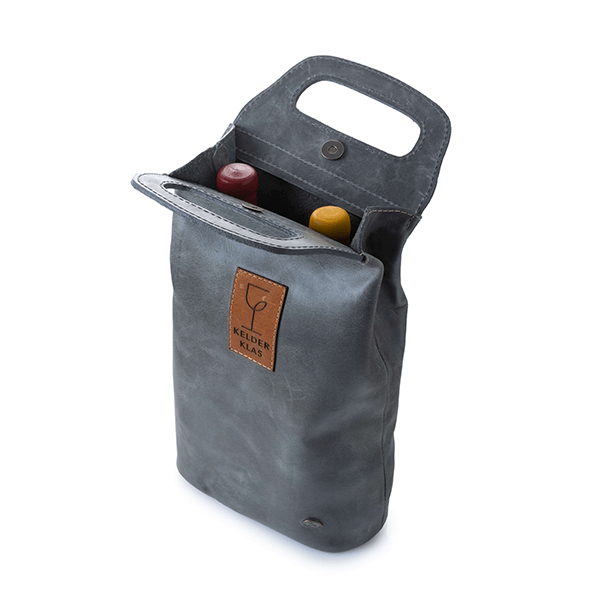 Kelderklas Handcrafted Leather Wine Bag - Retro Grey - Image 2